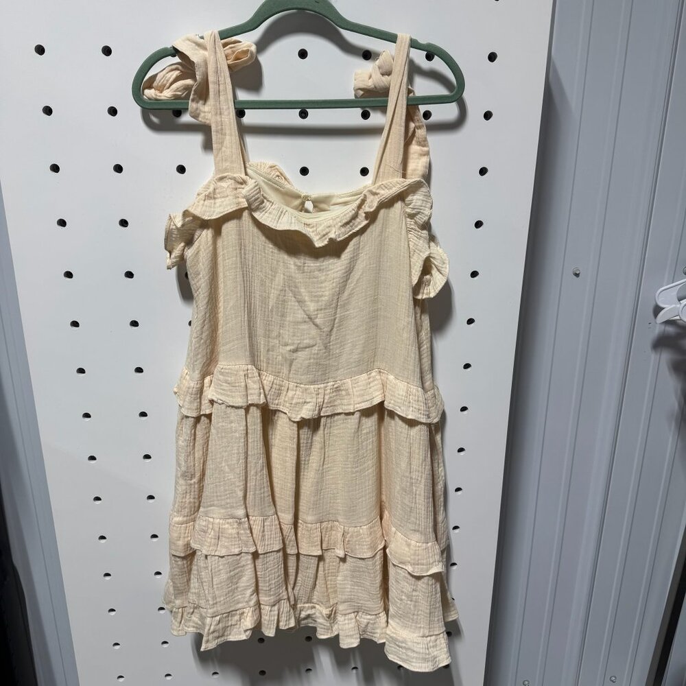 NWT &merci Beige Mini Ruffle Dress